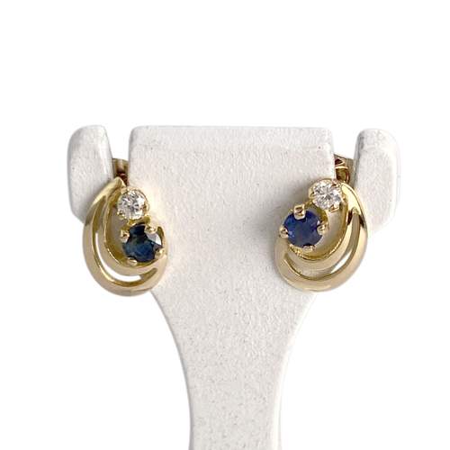 Boucles d'oreilles d'occasion or 750 jaune saphirzirconias