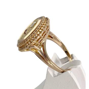 Bague AUGIS d'occasion or 750 jaune diamant rubis synthetique