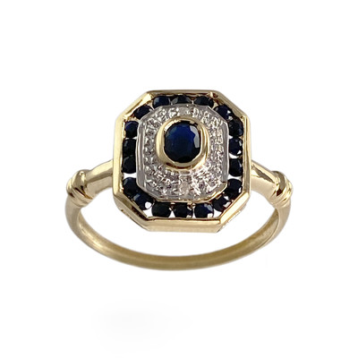 Bague d'occasion or 750 2 tons saphir saphirs diamants - vue 1