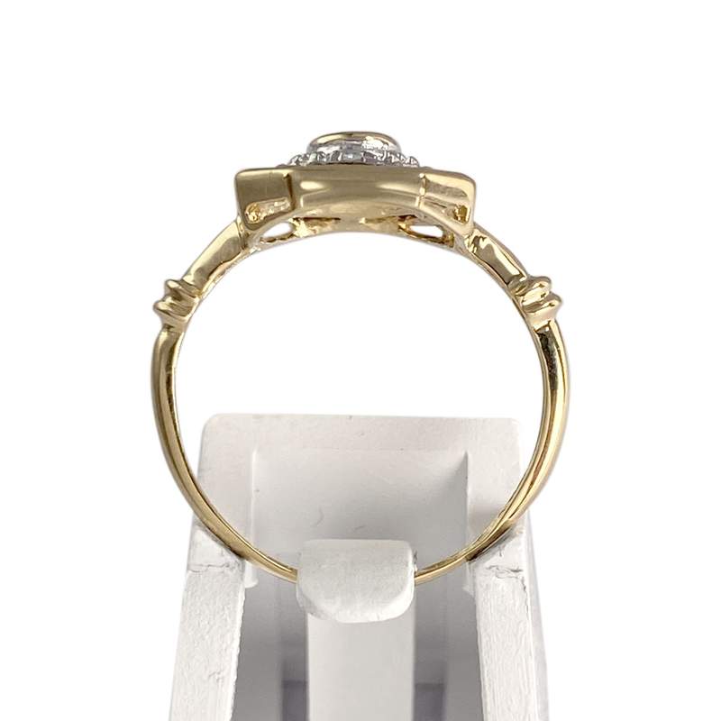 Pre-owned 750 two-tone gold ring with sapphire, sapphires, and diamonds - view 3