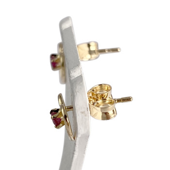 Boucles d'oreilles d'occasion or 750 jaune coeur rubis