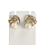 Boucles d'oreilles d'occasion  or 750 2 tons perles de culture et diamants - vue 1