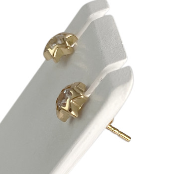 Boucles d'oreilles d'occasion or 750 jaune étoile zirconias