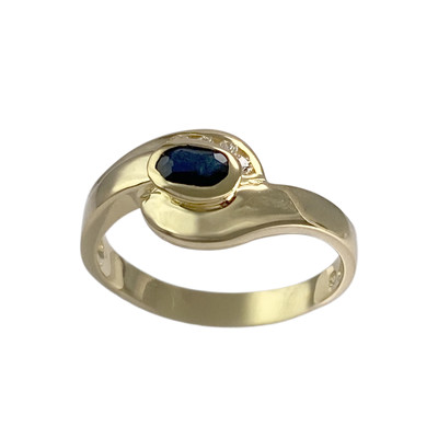 Bague d'occasion or 750 jaunezirconias saphir