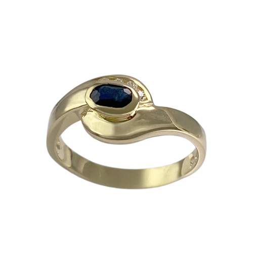 Pre-owned 18K yellow gold ring with zirconia and sapphire