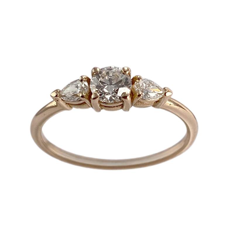 Tweedehands ring van 750 roségoud met diamanten - afbeelding 1