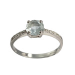 Bague d'occasion or 750 blanc diamants et aigue marine - vue 1
