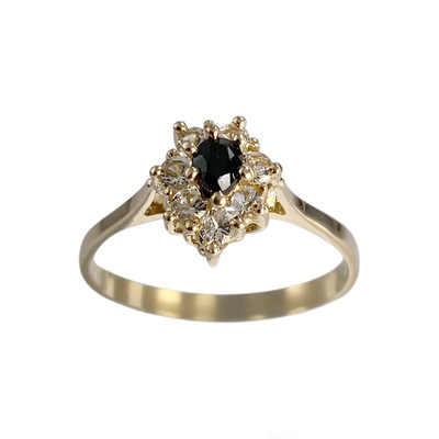 Bague d'occasion or 585 jaune saphirs synthétiques et saphir