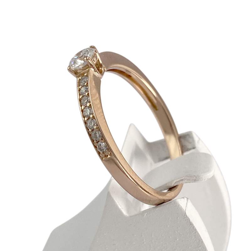 Bague d'occasion or 750 rose diamants - vue 2