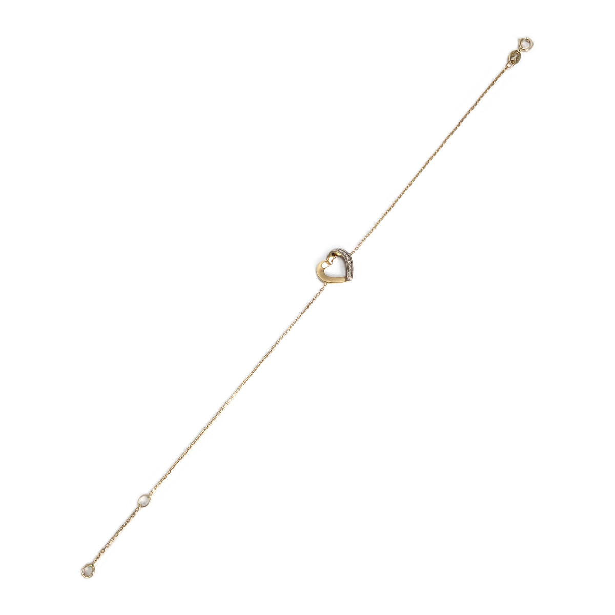 Bracelet d'occasion or 750 jaune coeur  diamant - vue 2