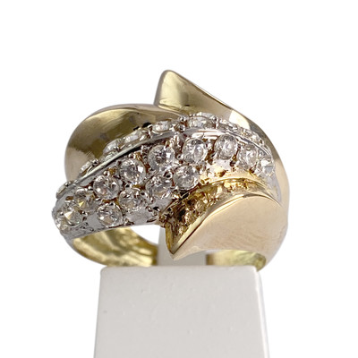 Bague d'occasion  or 750 2 tons zirconias - vue 1