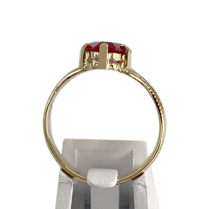 Bague d'occasion or 750 jaune rubis synthetique - vue 3