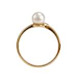 Bague d'occasion or 750 jaune perle de culture diamants - vue 3