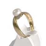Bague d'occasion  or 750 2 tons diamants et perle de culture de Chine - vue 2