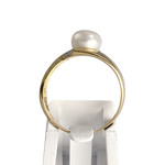 Bague d'occasion  or 750 2 tons diamants et perle de culture de Chine - vue 3
