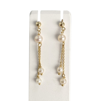 Boucles d'oreilles d'occasion or 750 jaune perle de culture