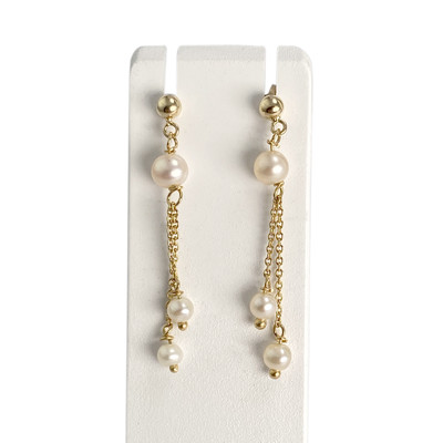 Boucles d'oreilles d'occasion or 750 jaune perle de culture
