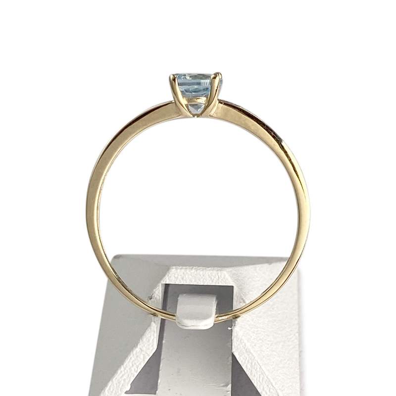 Bague d'occasion or 750 jaune zirconias et topaze bleue - vue 3