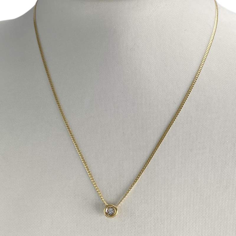 Collier d'occasion or 750 jaune maille anglaise diamant - vue 2