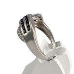 Bague d'occasion or 750 blanc diamants saphirs - vue 2