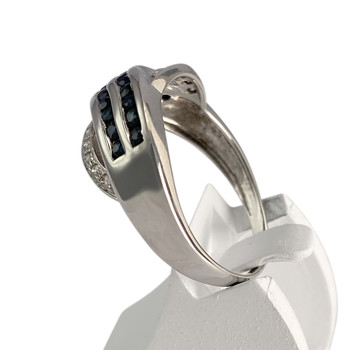 Bague d'occasion or 750 blanc diamants saphirs
