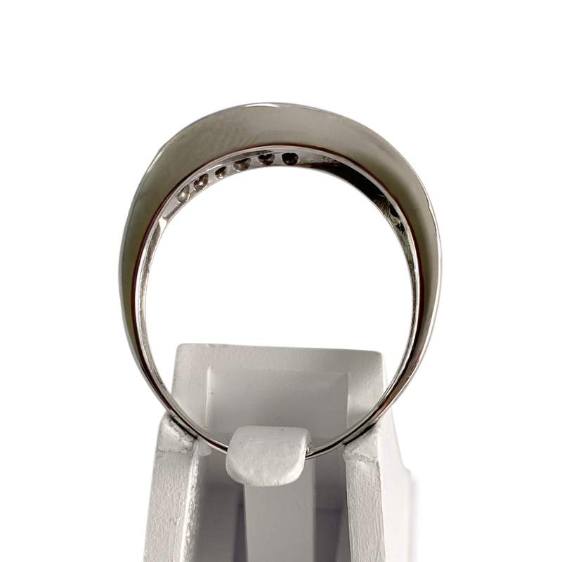 Bague d'occasion or 750 blanc diamants saphirs - vue 3