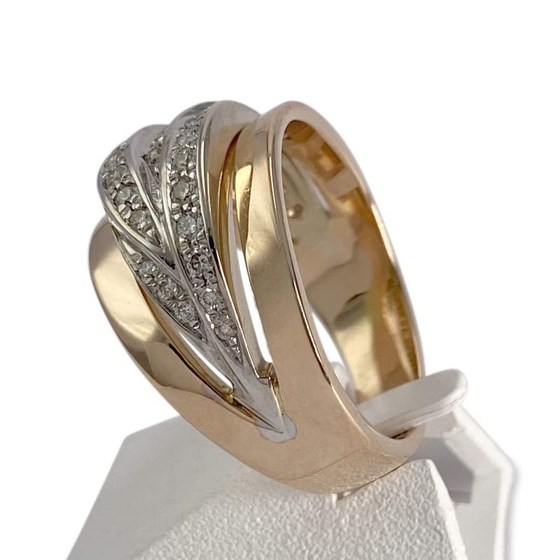 Bague d'occasion  or rose 750 et or rhodié diamants - vue 2
