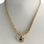 Collier d'occasion or 750 jaune maille palmier diamants et saphirs - vue 2