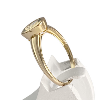Tweedehands gouden 750 gele aquamarijn ring