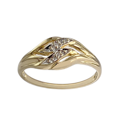 Tweedehands gouden 750 gele diamanten ring