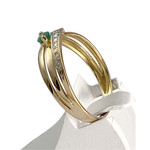 Bague d'occasion or 750 2 tons emeraude diamant - vue 2