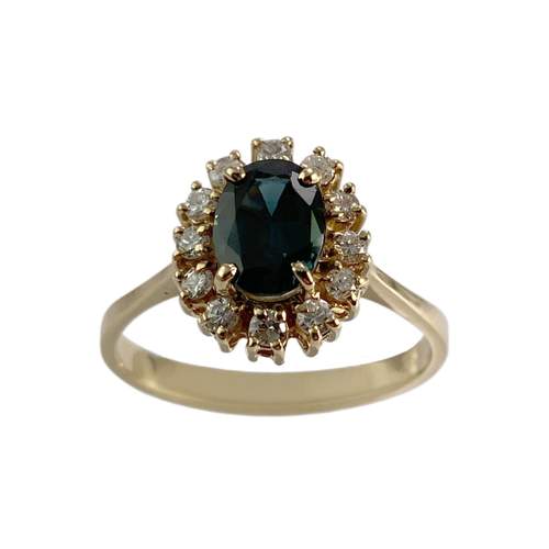 Bague d'occasion or 750 jaune diamants saphir
