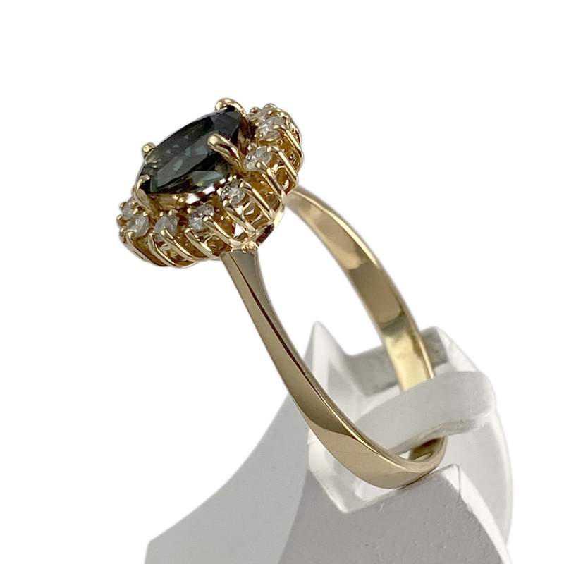 Bague d'occasion or 750 jaune diamants saphir - vue 2