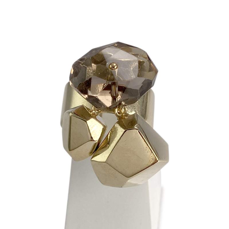 Bague d'occasion or 585 jaune quartz fumé - vue 1