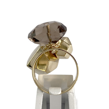 Bague d'occasion or 585 jaune quartz fumé