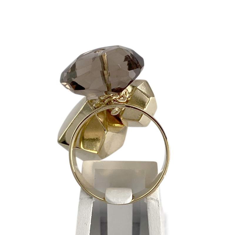 Bague d'occasion or 585 jaune quartz fumé - vue 3