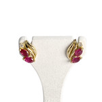 Boucles d'oreilles d'occasion or 750 jaune rubis diamants - vue 1