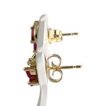 Boucles d'oreilles d'occasion or 750 jaune rubis diamants - vue 2