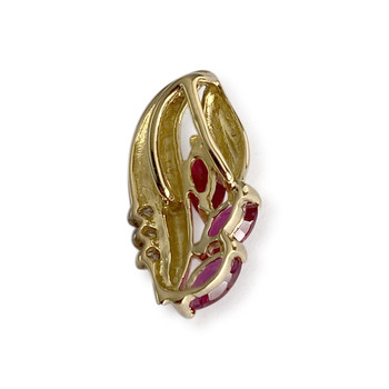 Pendentif d'occasion or 750 2 tons rubis diamants