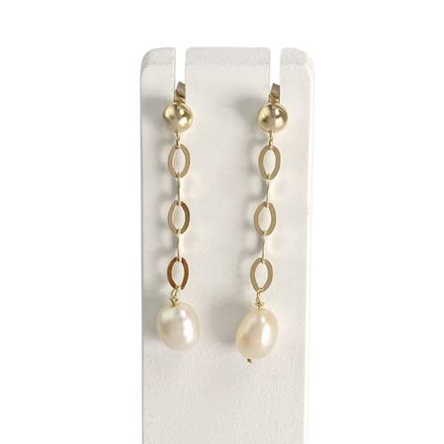 Boucles d'oreilles d'occasion or 750 jaune perle de culture