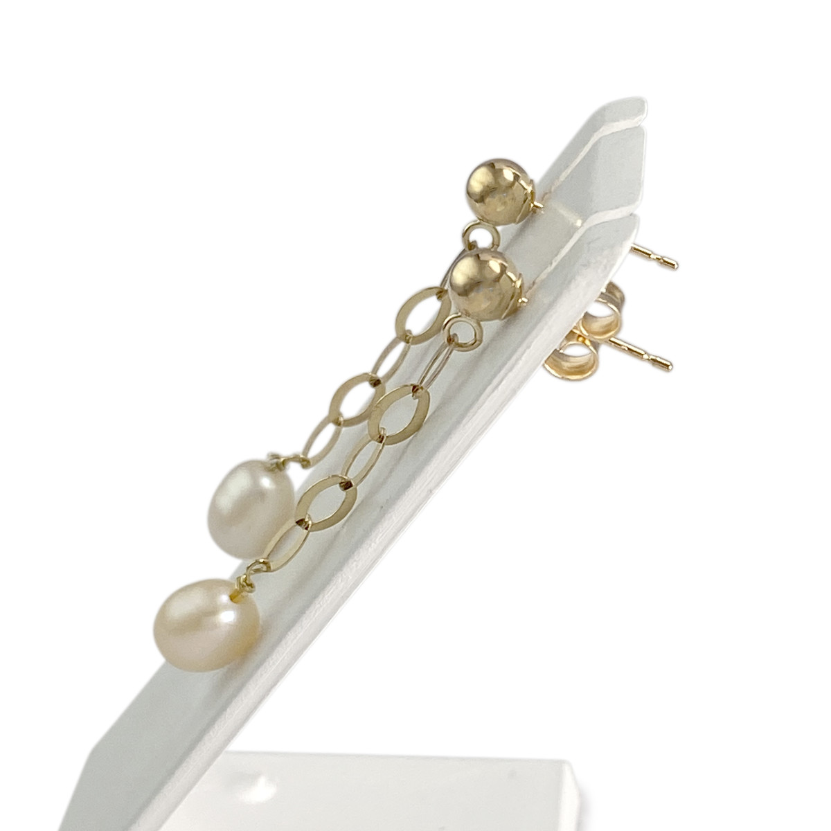Boucles d'oreilles d'occasion or 750 jaune perle de culture - vue 2