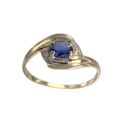 Bague d'occasion  or 750 2 tons diamants saphir - vue 1
