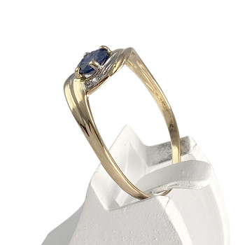 Pre-owned ring, 750 gold, two-tone, diamonds, sapphire