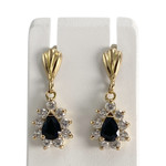 Boucles d'oreilles d'occasion or 750 jaune zirconias saphirs - vue 1