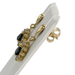 Boucles d'oreilles d'occasion or 750 jaune zirconias saphirs - vue 2