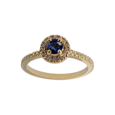 Bague d'occasion or 750 jaune diamants saphir