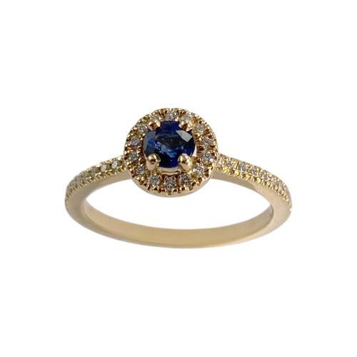 Bague d'occasion or 750 jaune diamants saphir