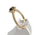 Bague d'occasion or 750 jaune diamants saphir - vue 2