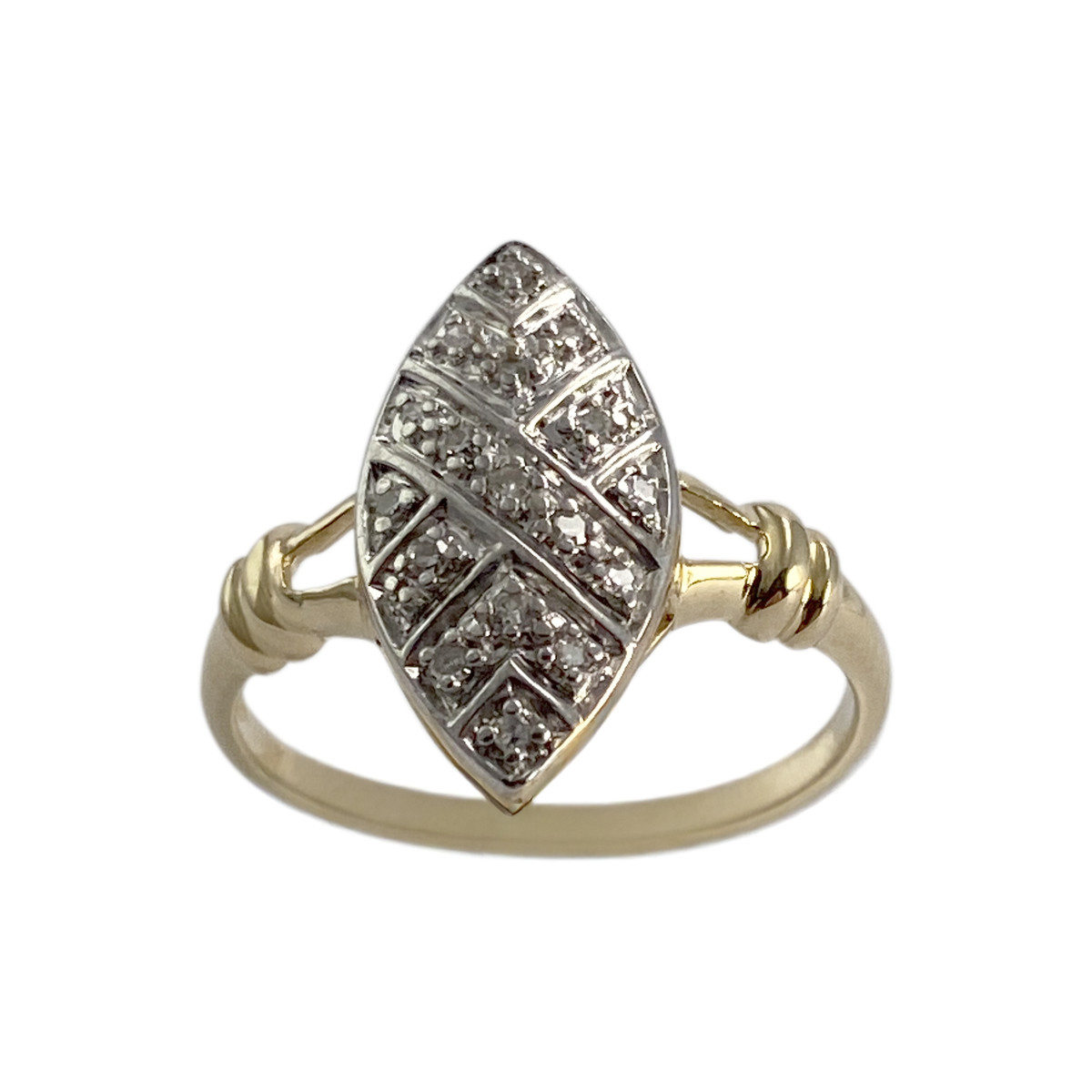 Bague d'occasion 2 ors 750 marquise diamants - vue 2