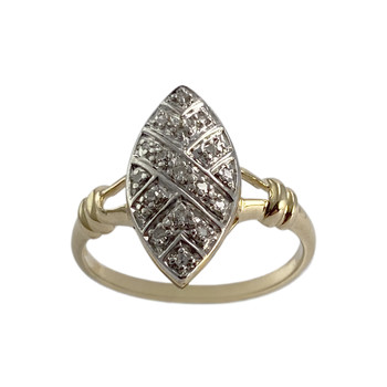 Bague d'occasion 2 ors 750 marquise diamants
